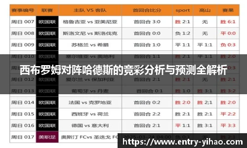 西布罗姆对阵哈德斯的竞彩分析与预测全解析